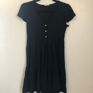 Black Button Flowy Dress